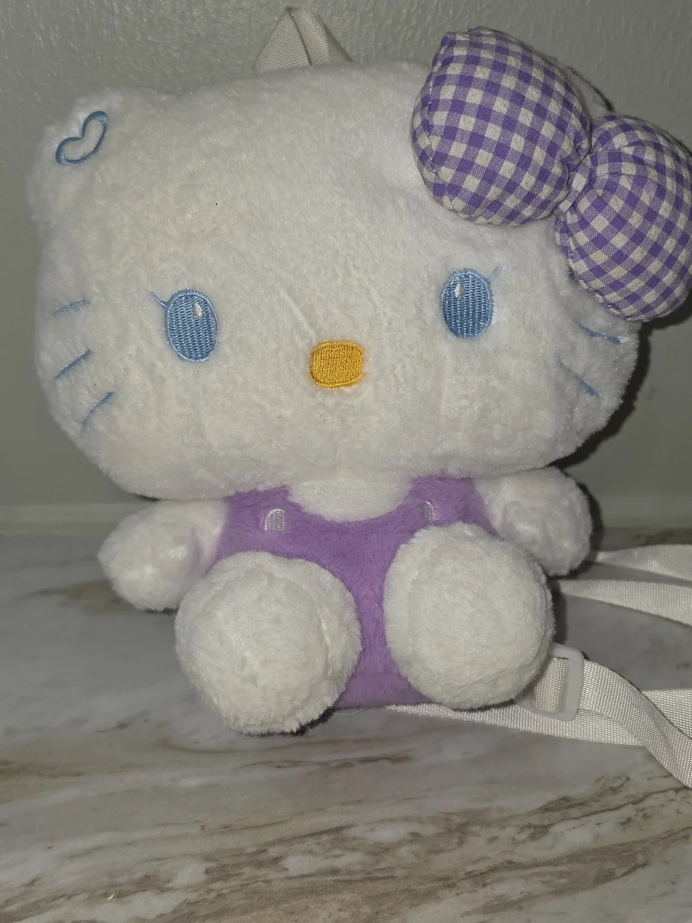 Hello Kitty Plush Backpack - White & Lavender